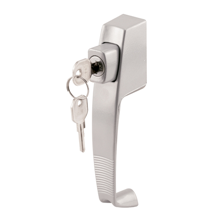 PRIME-LINE Aluminum, Push Button Screen or Storm Door Latch with Tie Down and Key Single Pack K 5089